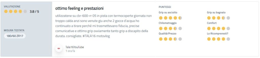 Recensioni Metzeler Racetec RR