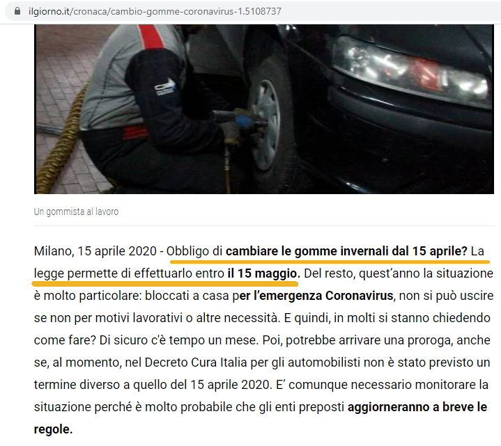 Cambio gomme date multe obblighi coronavirus gommista pneumatici