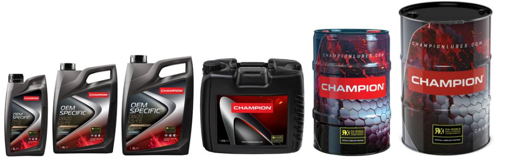 Da Champion Lubricants le sue nuove taniche e fusti co-brandizzati Champion World RX