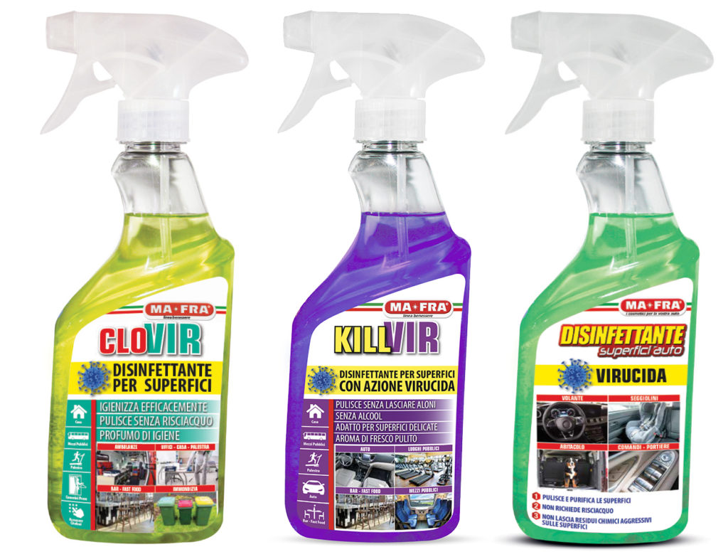 Mafra Killvir Clovir Disinfettante Superfici Auto virus disinfettanti covid-19