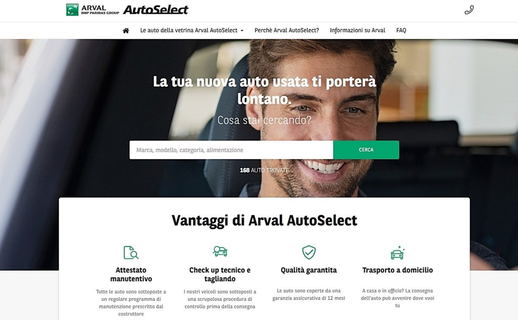 Autoselect Arval Italia nuova vetrina auto usate noleggio a lungo termine