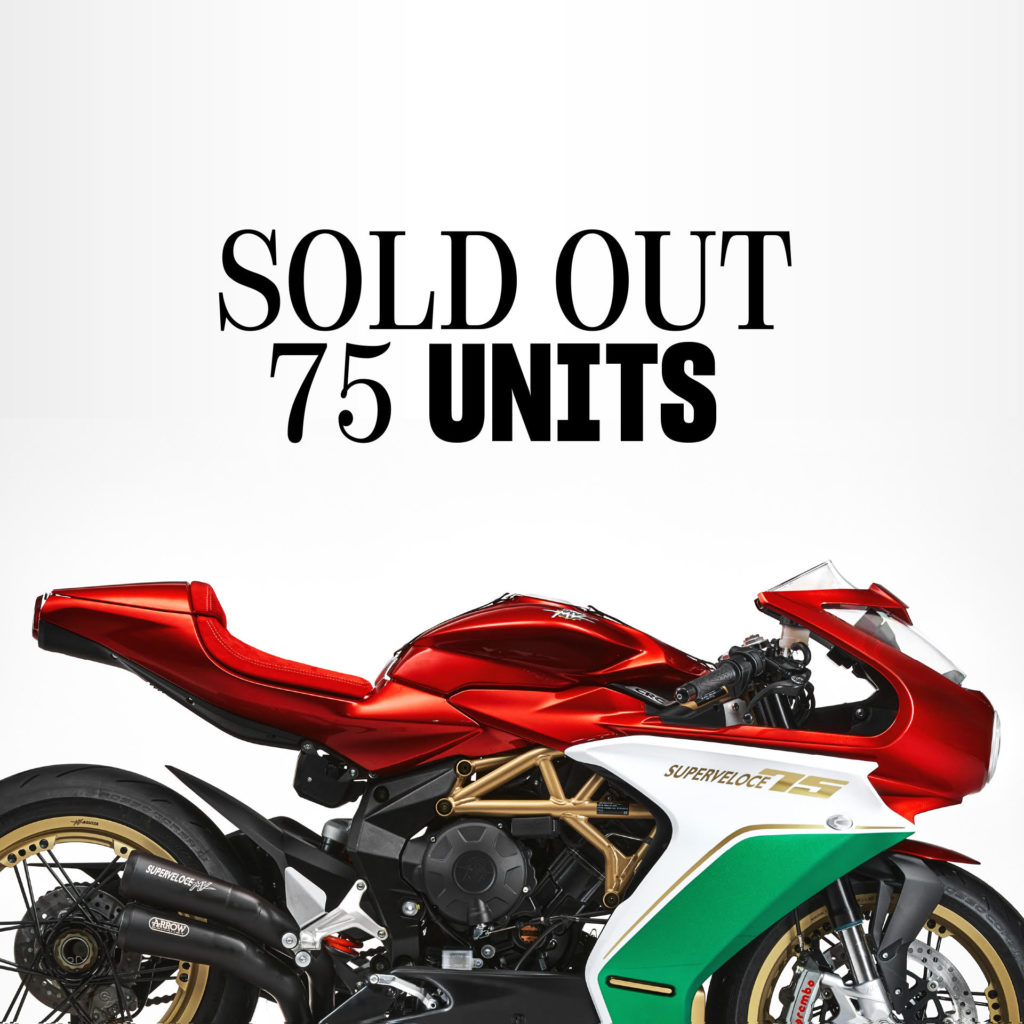 Superveloce 75 Anniversario mv agusta esaurita in pochi secondi