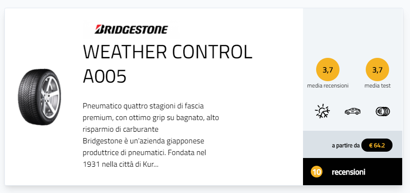 Promozione Bridgestone sconto pneumatici invernali quattro stagioni