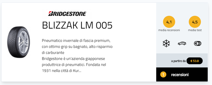 Promozione Bridgestone sconto pneumatici invernali quattro stagioni