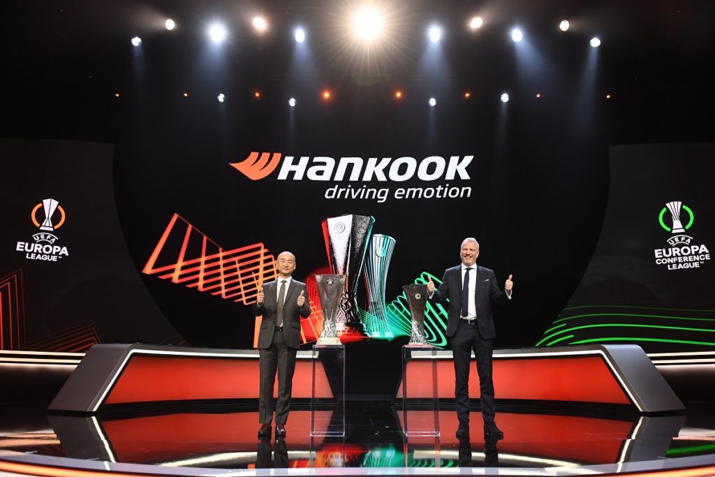 sponsor uefa Hankook 2021 21/22 annuncia il prolungamento del contratto con l’UEFA per altri tre anni calcio europeo league gomme