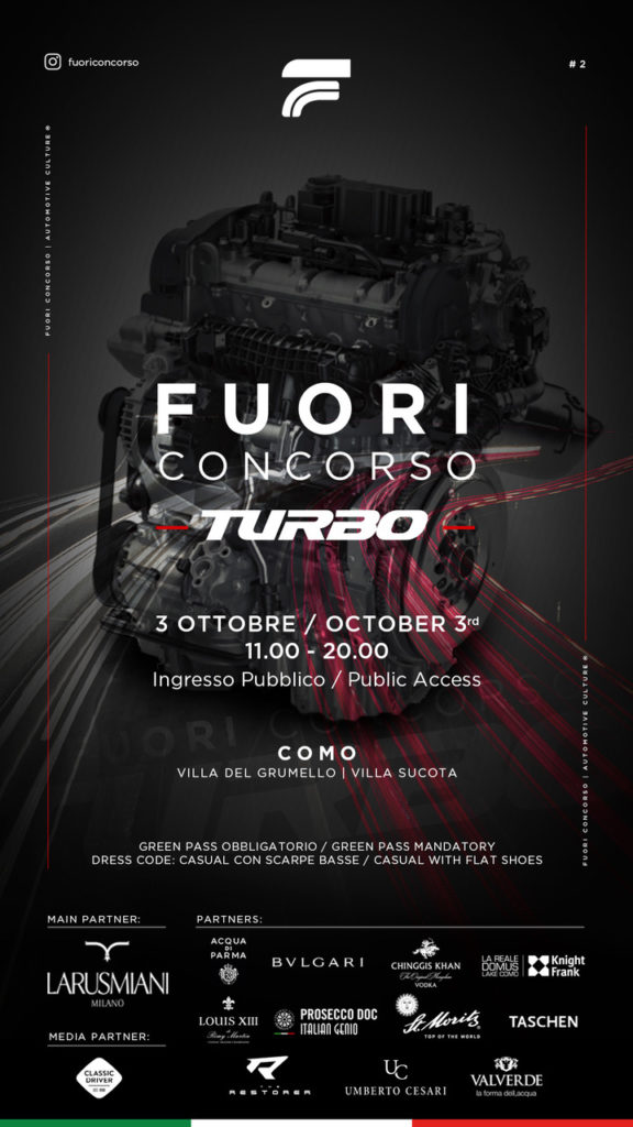 Fuori Concorso Turbo, appuntamento per gli appassionati di motori dal 2 al 3 ottobre a Como date evento quando dove auto macchine