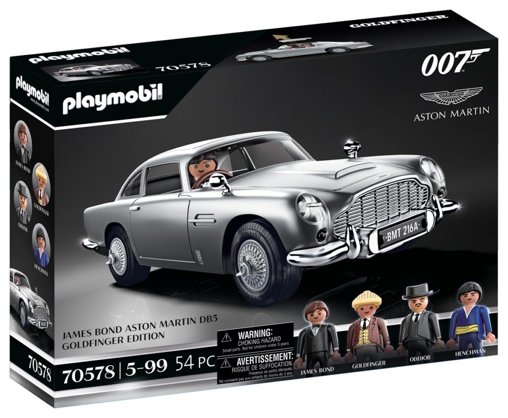 Aston Martin DB5 di James Bond in versione Paymobil modellino giocattolo accordo licenza originale Goldfinger 1964 film automobilina