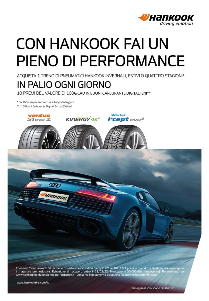 Hankook buoni carburante fai un pieno di performance”, al via la nuova campagna invernali estive all season sconti prezzi date novembre