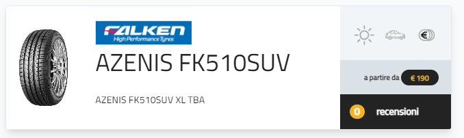 pneumatici Yaris Cross GR Sport Toyota Falken Azenis FK510 SUV